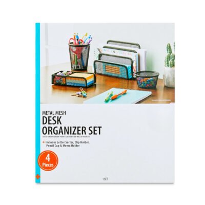 Metal Desk Organizer Set, Black, 4 Pieces