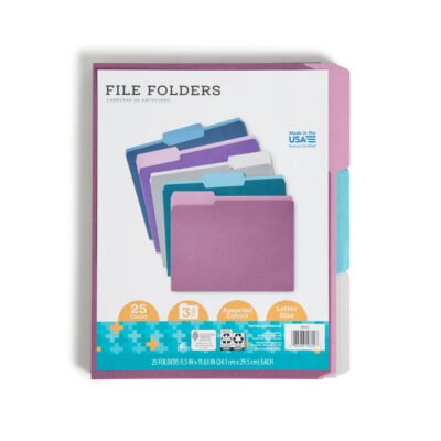 Jewel Tone File Folders, Letter Size, Assorted Colors, 25 Count